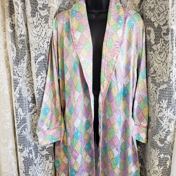 Vintage Mary Mcfadden Iridescent Pastel Robe - Picture 3 of 7
